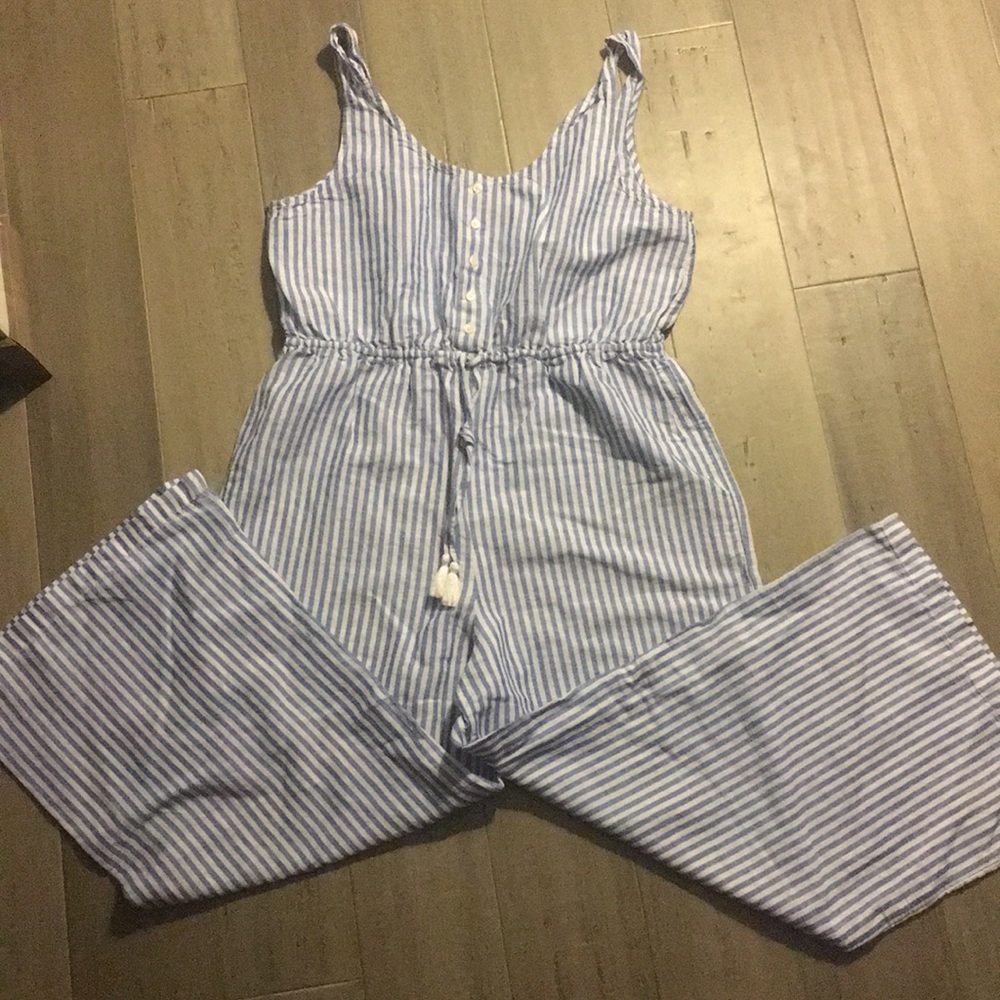 Blue and white striped Romper